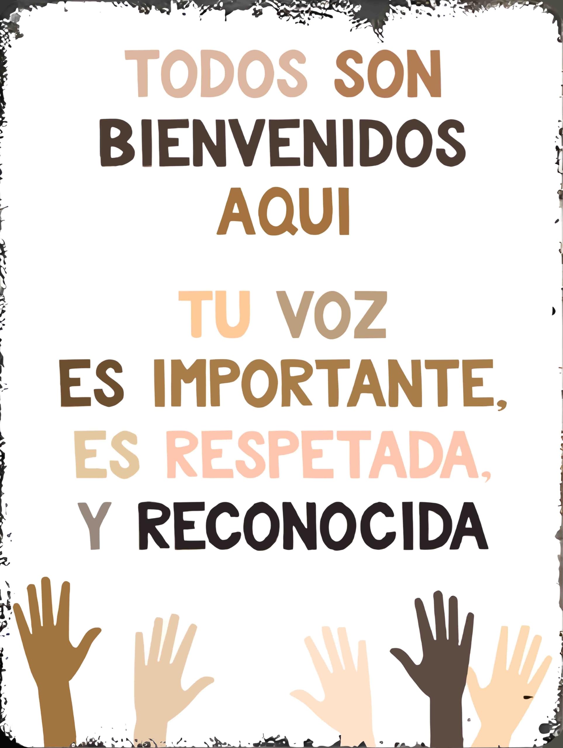 Preeklen Tin Sign 045 Spanish Classroom Decorations Inclusive Classroom Decor,All Are Welcome Here,Children Hands All Are Welcome Here Equality Poster Kindness Wall Art Metal Tin Sign 6X8 Inch Metal Tin Signs