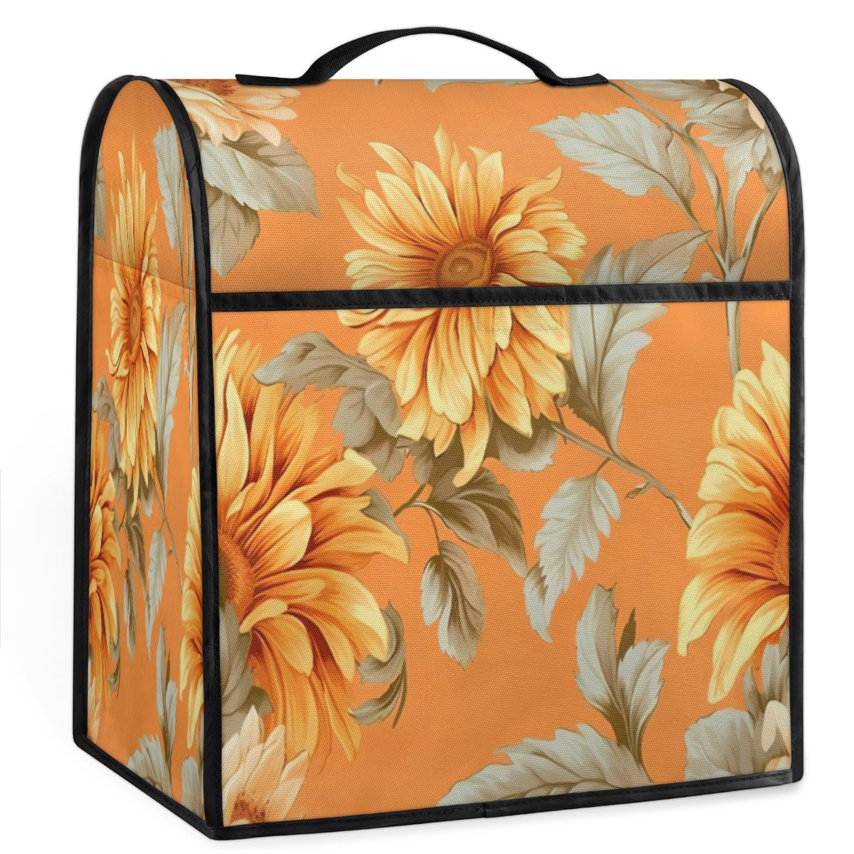 Coffee Maker Cover Beautiful Orange Flower Kitchen Appliance Covers Small Appliance Covers Blender Cover Juicer Cover Dust Covers for Kitchen Appliances with Top Handle and Pockets,Washable,C738