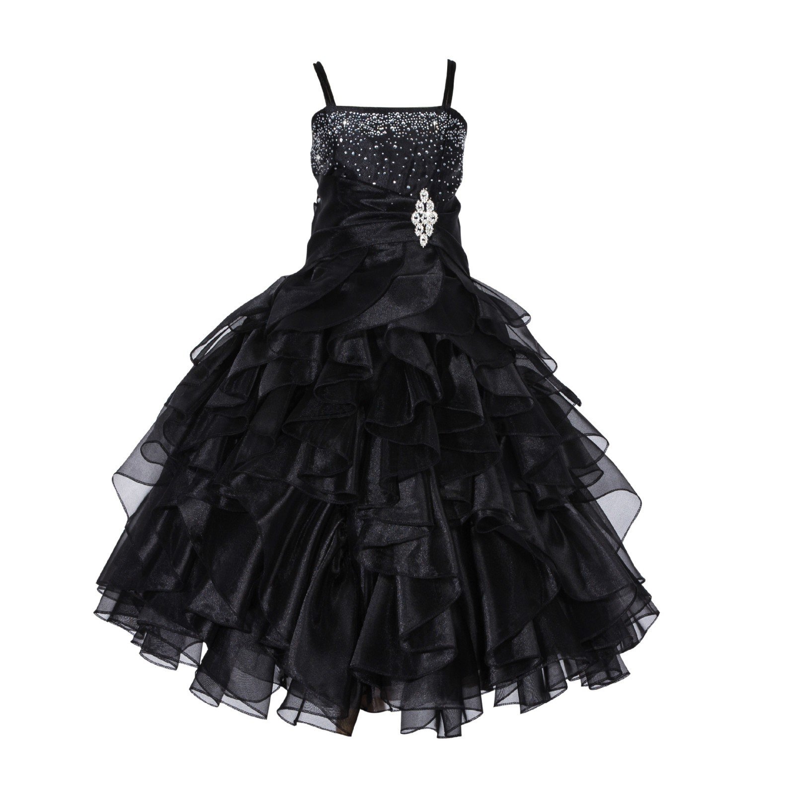 ekidsbridal Rhinestones Organza Layers Junior Flower Girl Dresses Christening Dress 164S 16