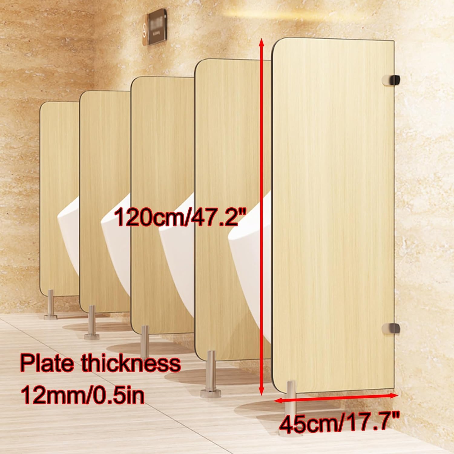 Urinal Screen Privacy Partition, Floor-Standing Restroom Divider for Men's Toilets, Ideal for Schools, Hospitals, and Shopping Malls - 120x45cm