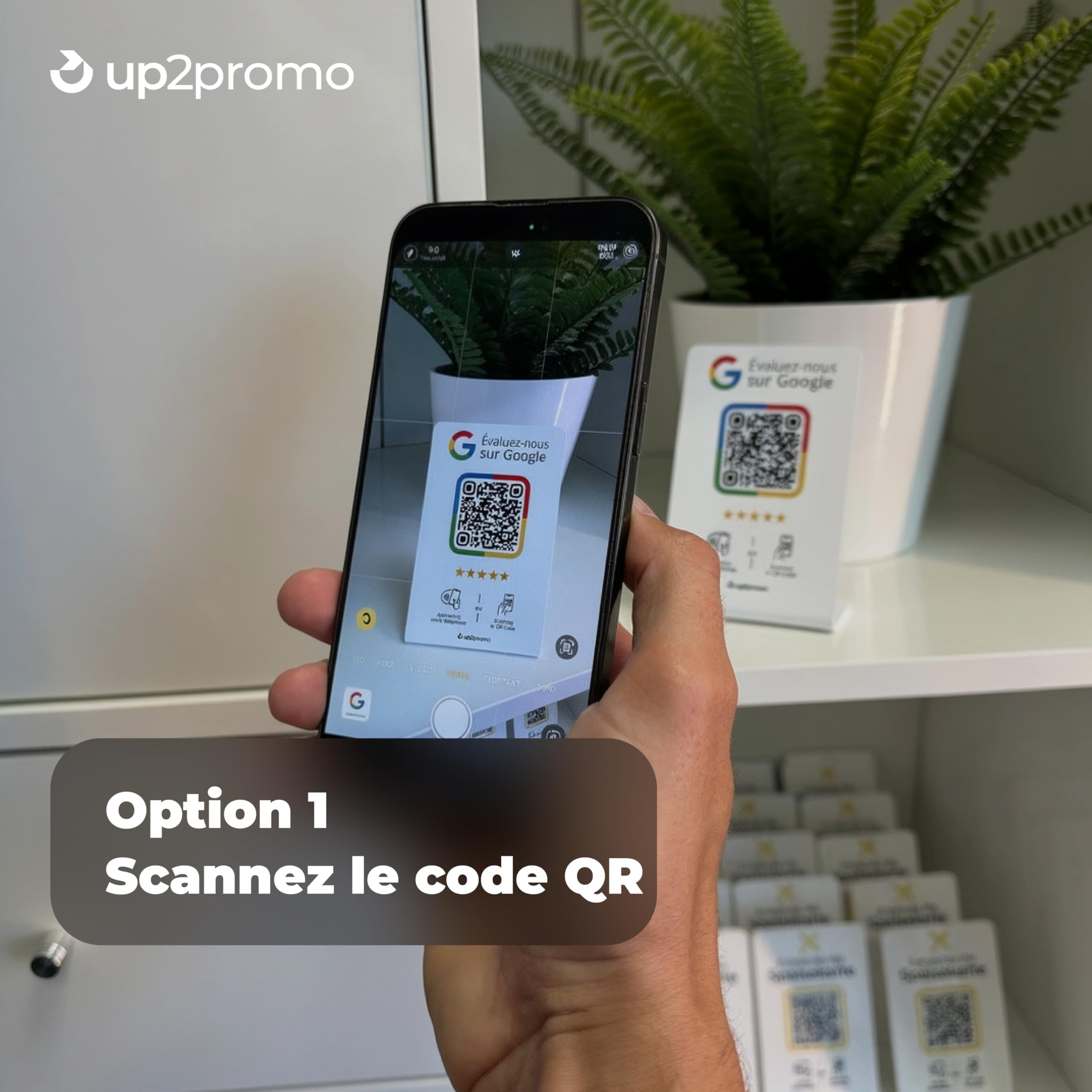 Avis NFC & QR Présentoir/écran/panneau pour Google (blanc)