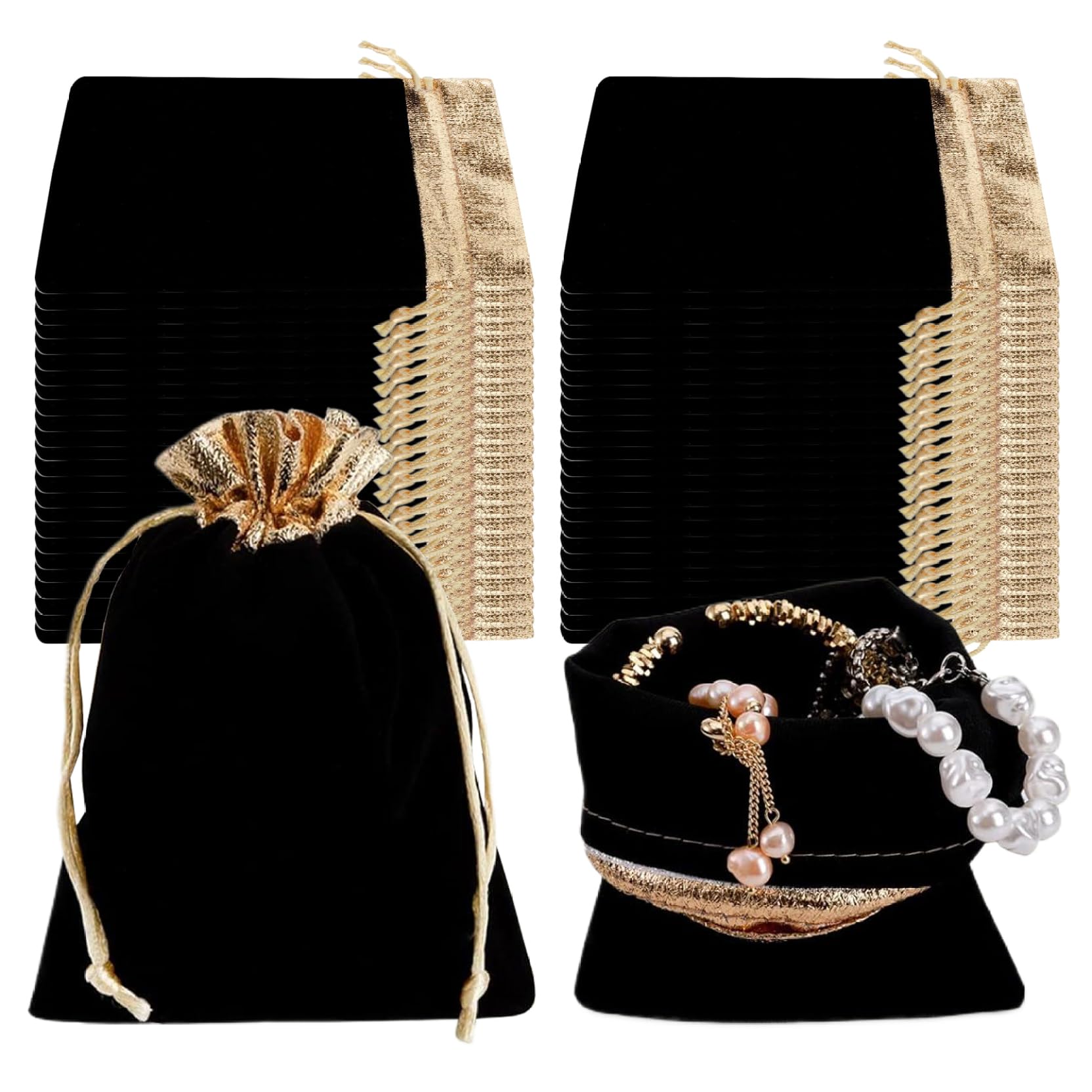 Pochette à cordon rapide en velours pour bijoux et cadeaux lot de 50