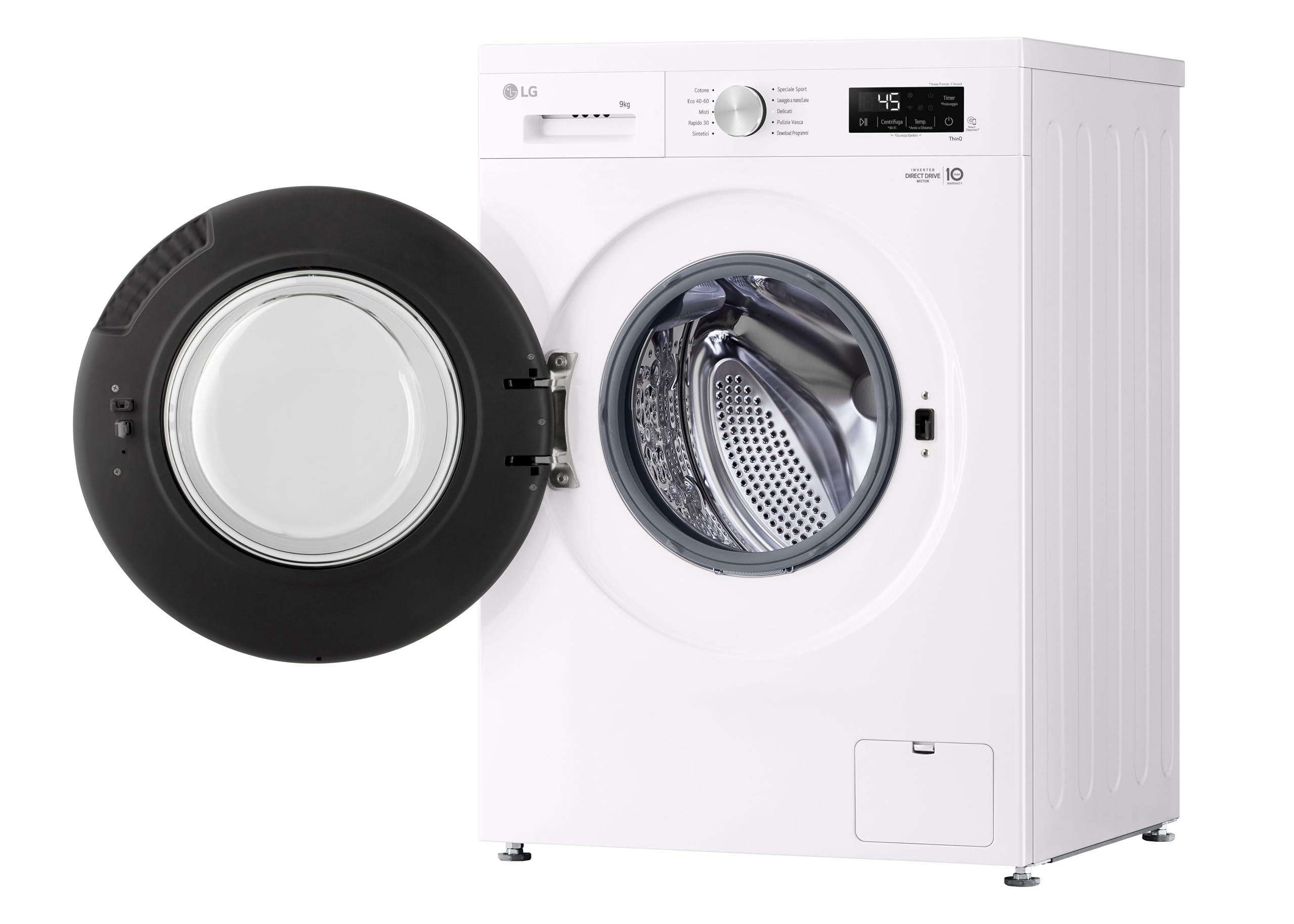 LG F4NX1009NWB Lavatrice 9 kg a Carica Frontale Serie X1, Classe A, 1400 giri, Wi-Fi, 6 Motion Direct Drive, Lavaggio a Vapore Allergy Care, Libera installazione, Essence White