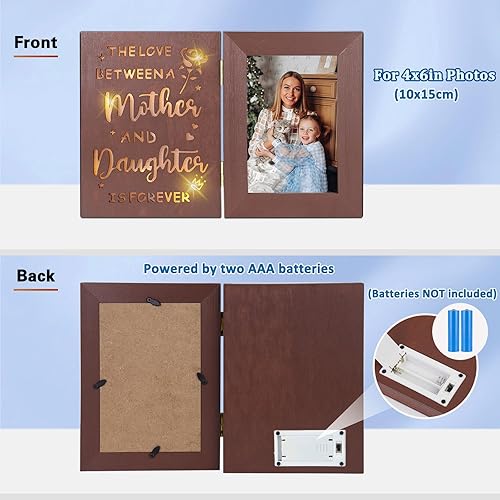 Vista 41 de ZEEYUAN Marcos de fotos de escritorio de 4 x 6 pulgadas, marco de fotos rústico giratorio flotante de 4 x 6 pulgadas, marco de doble cara