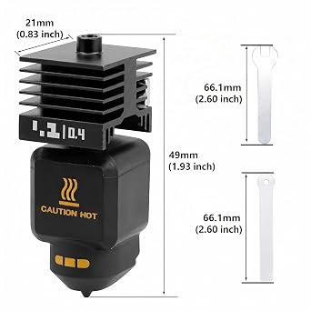 Bambu Lab P2S|X2D|H2D|H2C|H2S|A1 Mini用アップグレード0.4mmホットエンドキット、高温、クイックスワップ硬化スチールノズル交換用3Dプリンターアクセサリーエクスプルーダーシリコンソックス付き