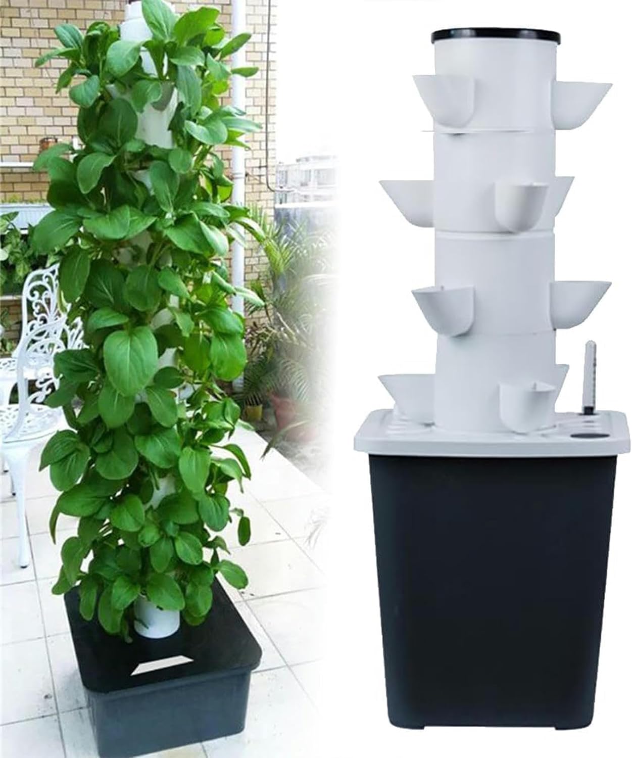 30 Pods Hydroponics Tower Garden Hydroponic Growing System Aeroponics Growing Kit for s, Fruits and Vegetables with Hydrating Pump, Adapter, Net Pots, Timer for s,(30holes)