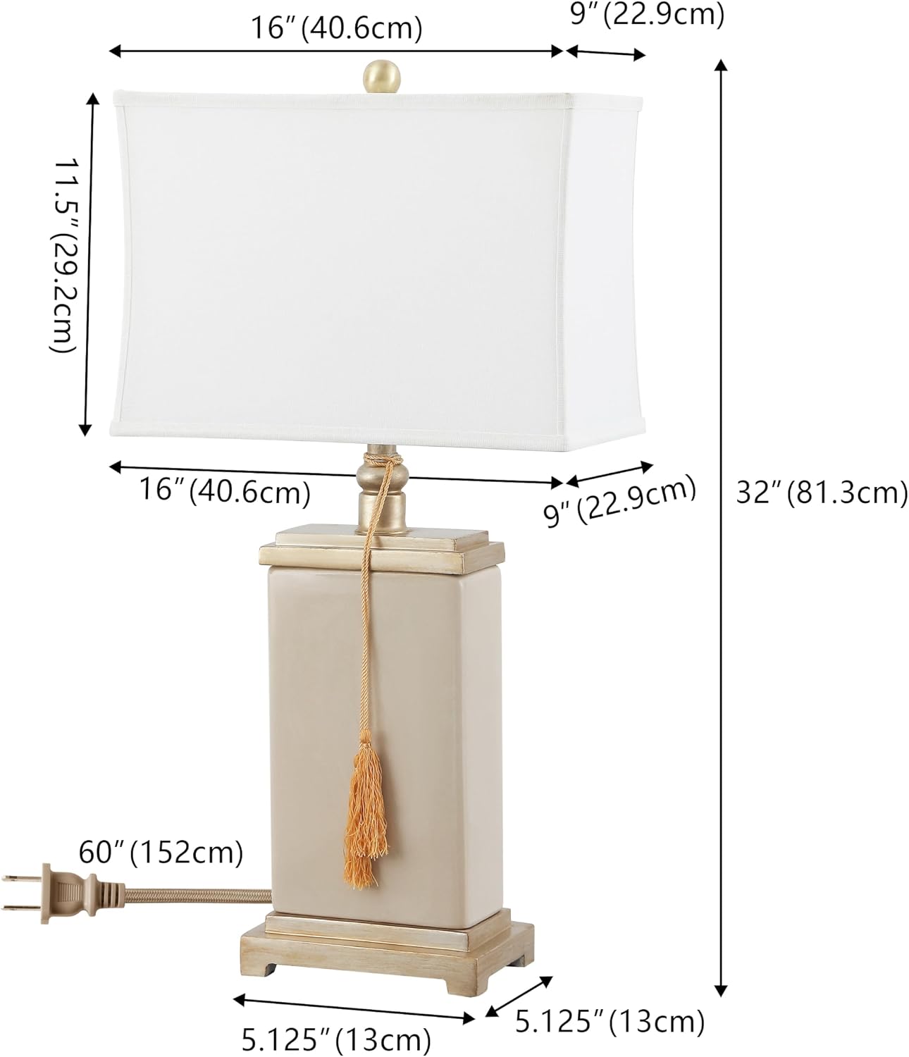 SAFAVIEH Lighting Collection Amiliana Cream Tassel 30-inch Bedroom Living Room Home Office Desk Nightstand Table Lamp (LED Bulb Included)