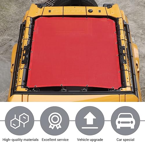 Vista 18 de JeCar Parasol de malla para el techo del bikini de longitud completa, accesorios exteriores para Ford Bronco de 4 puertas 2021 2022, color negro