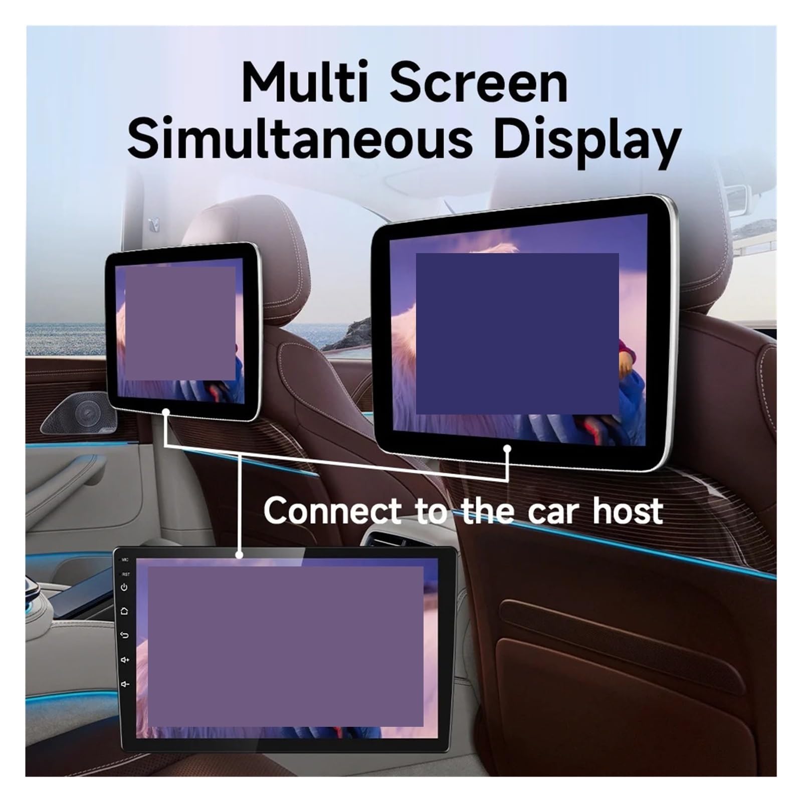 Écrans De Voiture Moniteur De Siège Arrière Appuie-tête Écran De Télévision Auto WiFi Film Lecteur Vidéo en Ligne(1p Half Screen)
