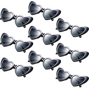 Frienda 9 Pairs Heart Shaped Sunglasses Cat Eye Shaped Vintage Sunglasses for Women Bridesmaid Wedding Valentine Favors