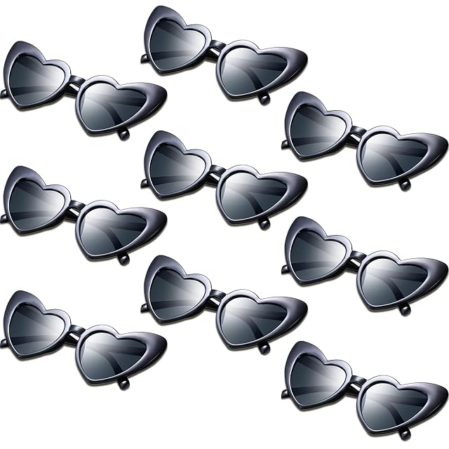 Frienda 9 Pairs Heart Shaped Sunglasses Cat Eye Shaped Sunglass for Women Bridesmaid Bachelorette Wedding Party Favor