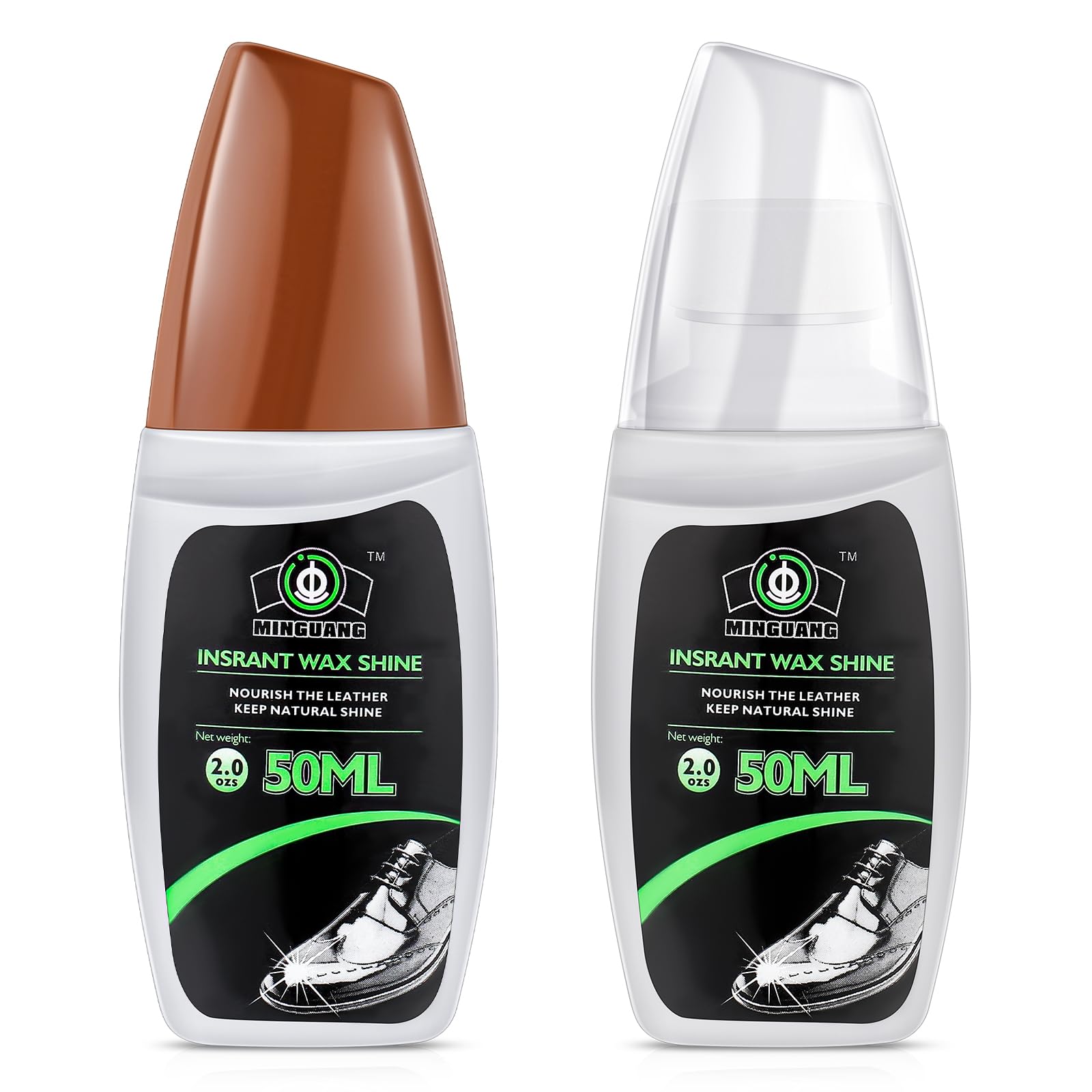 Loopeer 2 Packs Shoe Polish Sponge Kits, 2 Bottles with Sponge Applicators, 4 Wipes for Leather Boots &amp; Dress Shoes