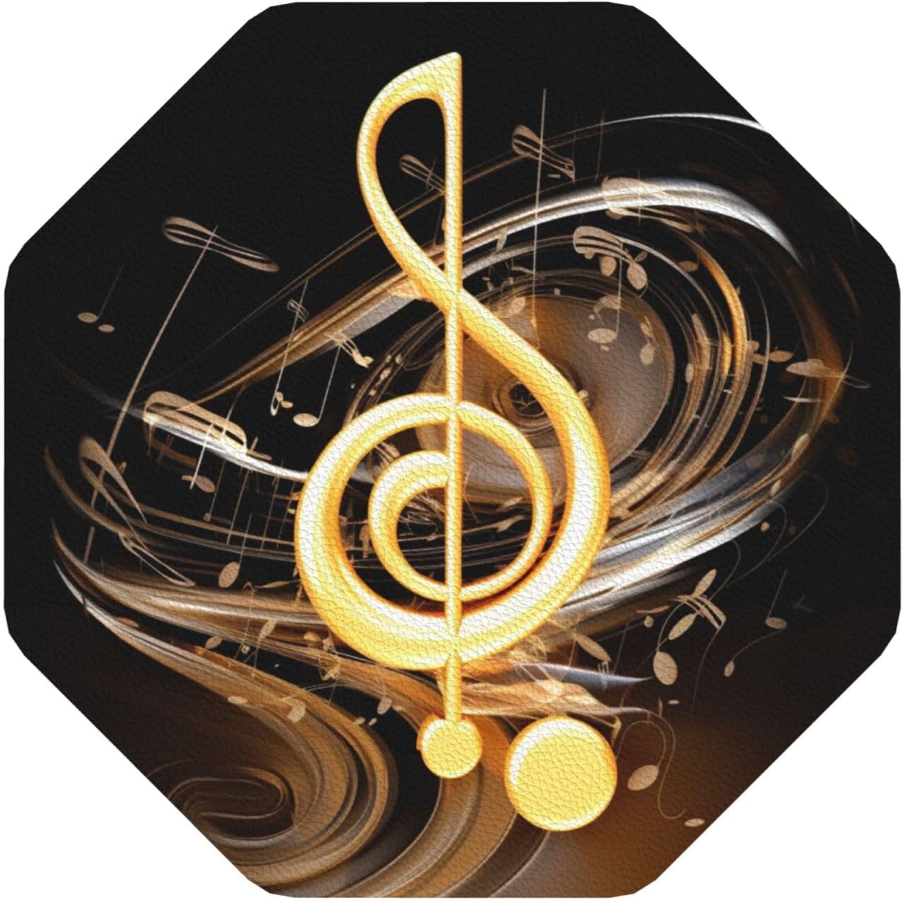 Music Note Drink Coasters Set of 4, Heat Resistant Leather Coasters FUUNY Bar Beer Beverage Coaster for Drinks, Absorbent Cup Mat for Tabletop Protection, Housewarming Gift