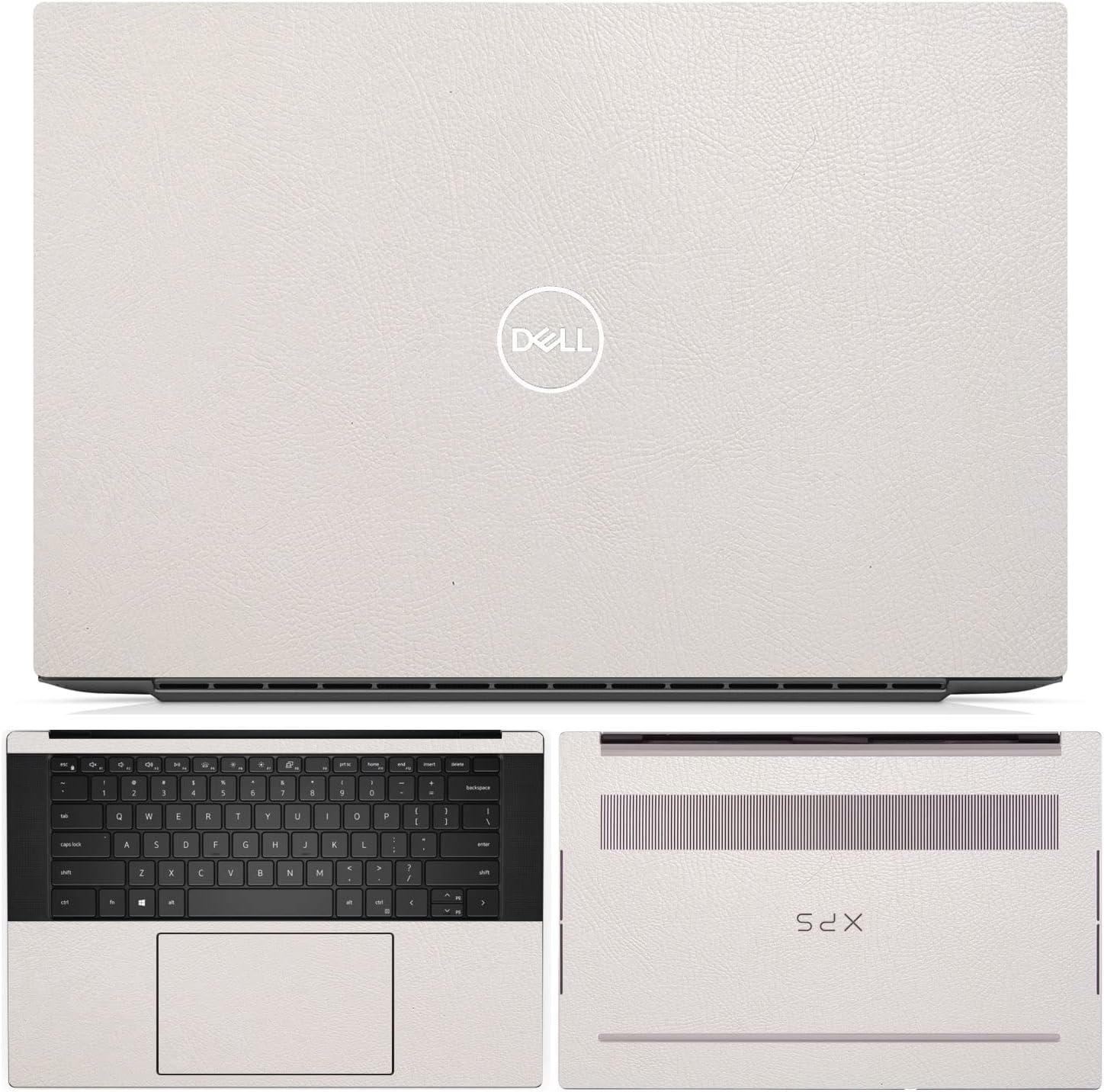 SopiGuard Sticker Skin for 2023 Dell XPS 15 Model 9530 Edge-to-Edge Vinyl Wrap Include Top, Keyboard, Bottom Panels (Leather Sand White)