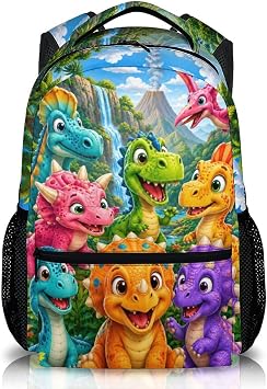 Dinosaur Backpack for Kids Toddlers Bookbag for Boys Girls School Travel Picnic, Cute Fun Schoolbag for Kindergarten Preschool Elementary