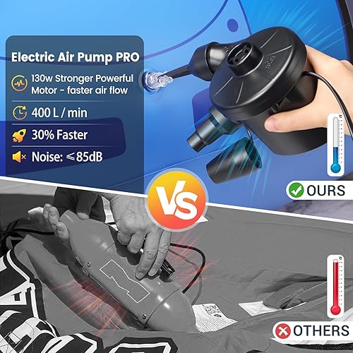 Miniatura 3 de Bomba de aire eléctrica inflable para piscina, AC110V 130w - Bomba de cama de aire de llenado rápido con 3 boquillas, inflador de bomba de colchón