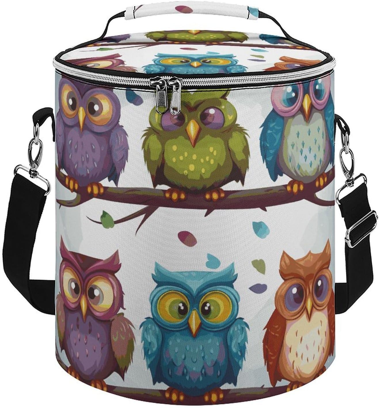 Owls Birds Lunch Bag 15L, Insulated Picnic Basket with Leakproof Design - Large Cooler Tote for Camping, Beach, Hiking & Groceries