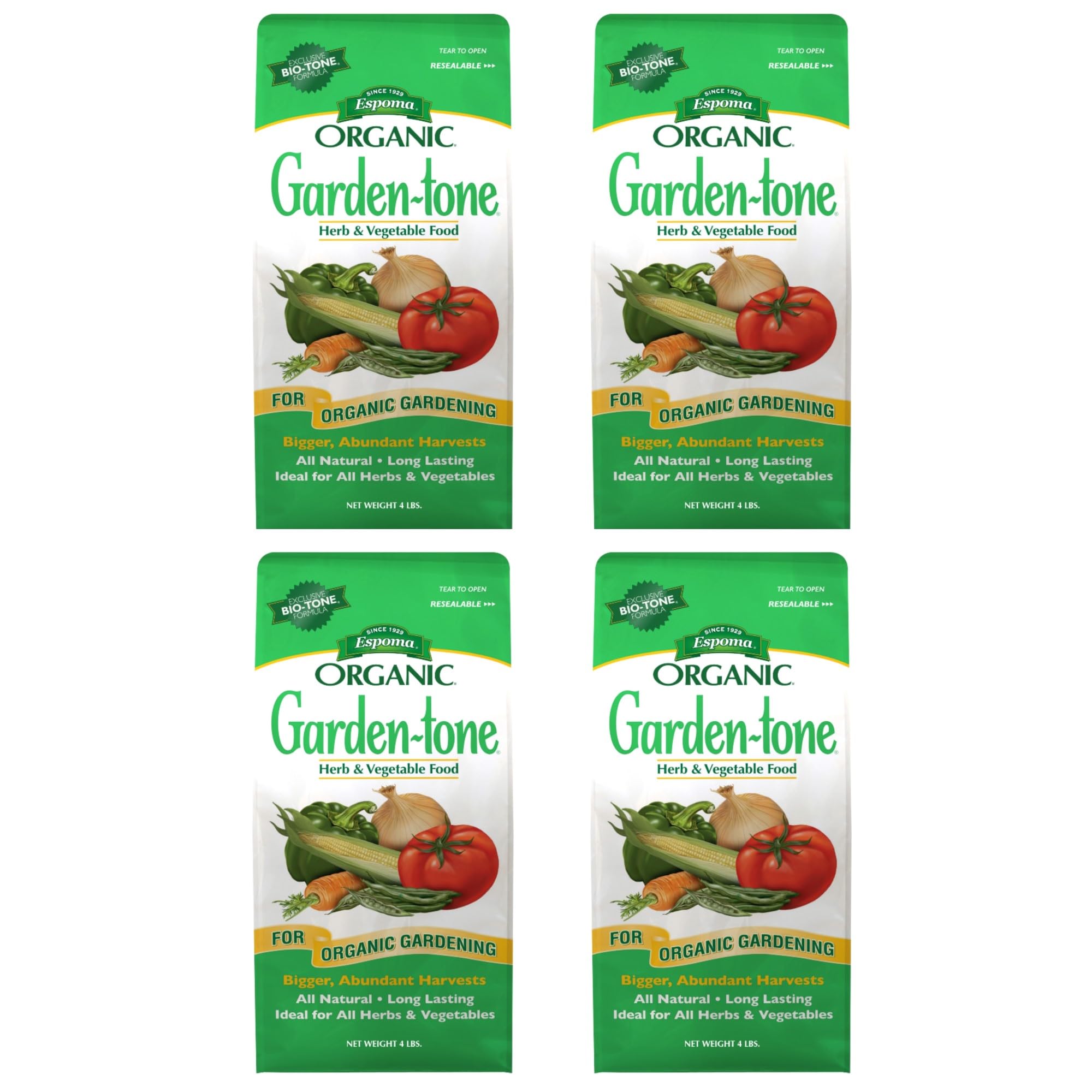 Garden-Tone Plant Food, Natural & Organic Fertilizer for an Abundant Harvest, 4 lb, Pack of 4