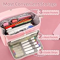 Vista 3 de Sooez Estuche para lápices súper grande, bolsa de lápices de gran capacidad con 3 compartimentos, capacidad para 100 lápices, linda bolsita