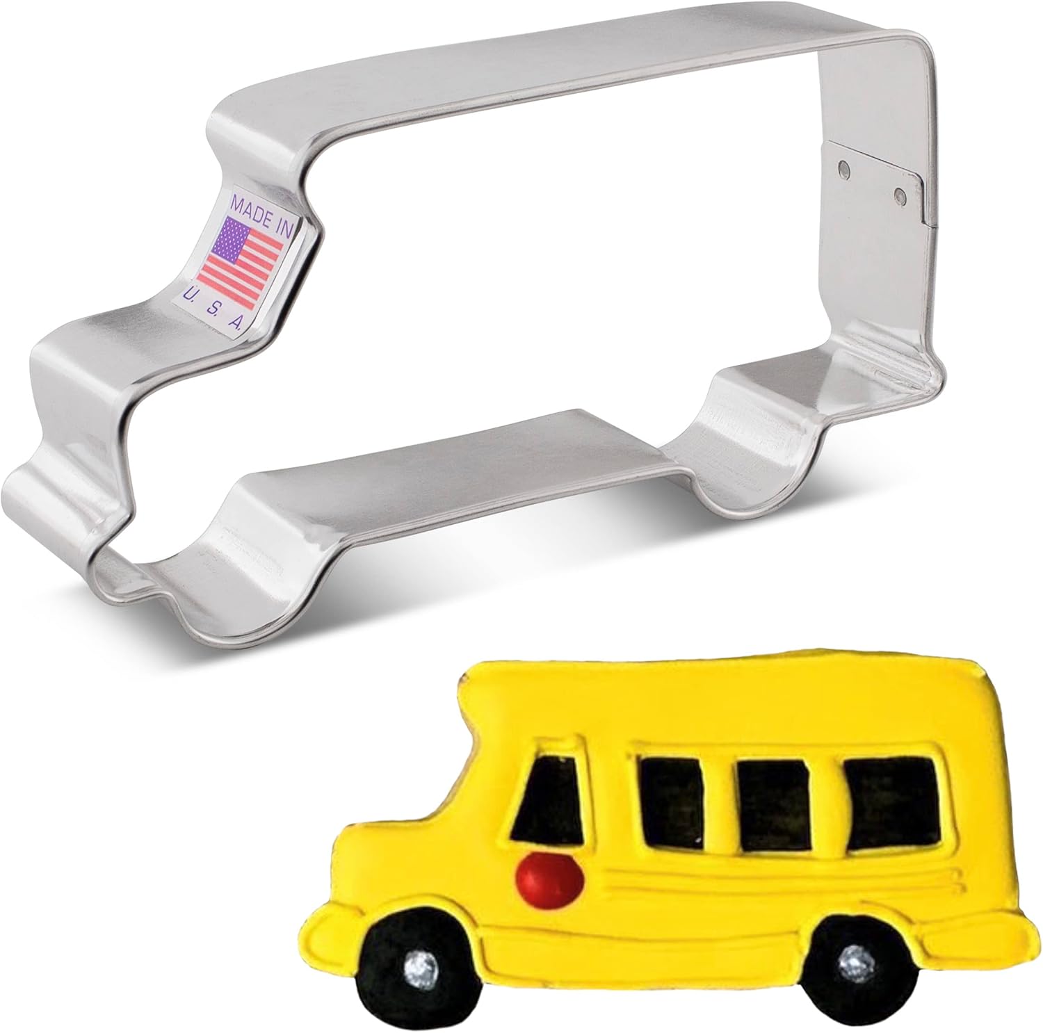 School Bus Cookie Cutter, 4.5" Made in USA by Ann Clark