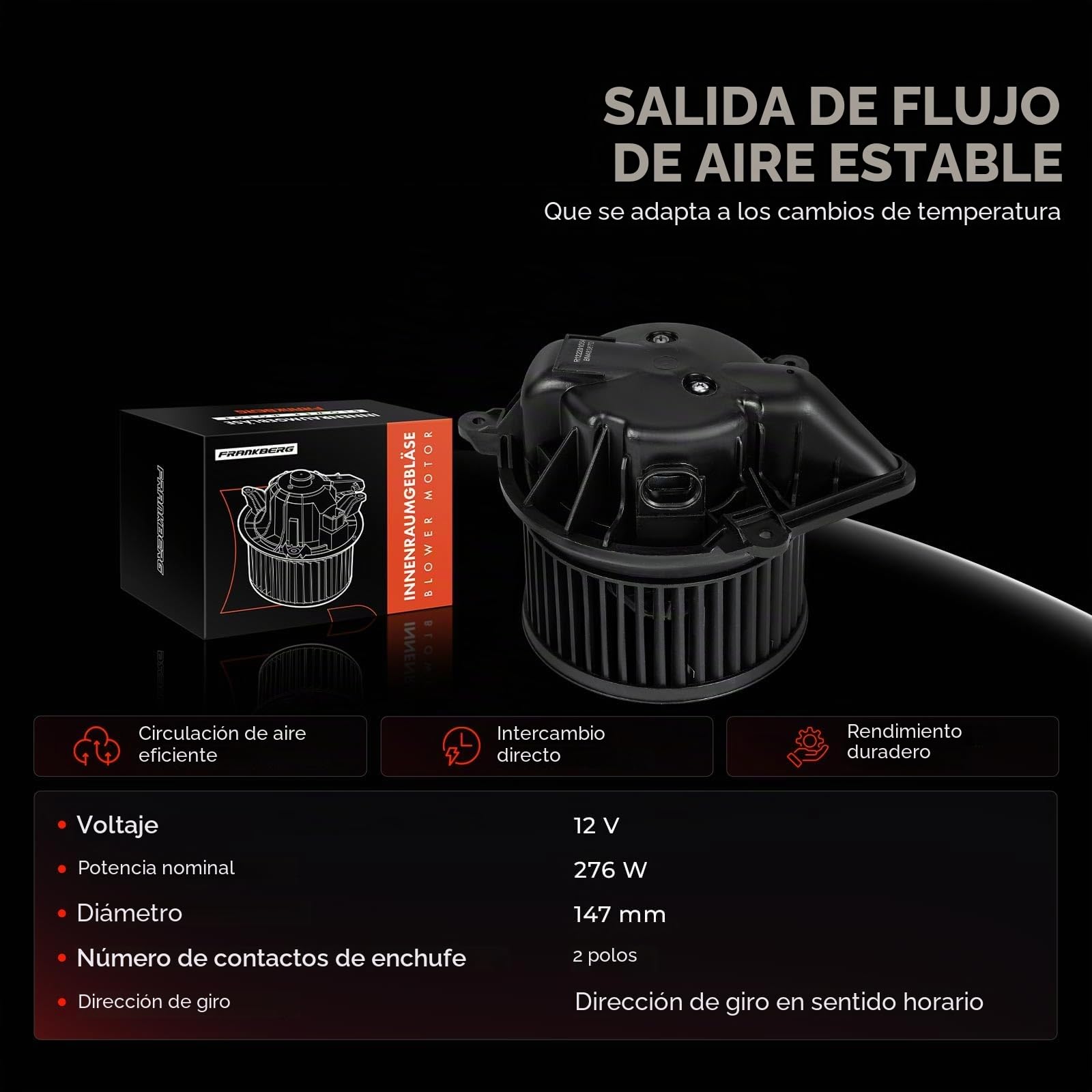 Frankberg Motor del ventilador de calefacción 7701048387 | Compatible con: Scénic I MPV FA0 JA0/1