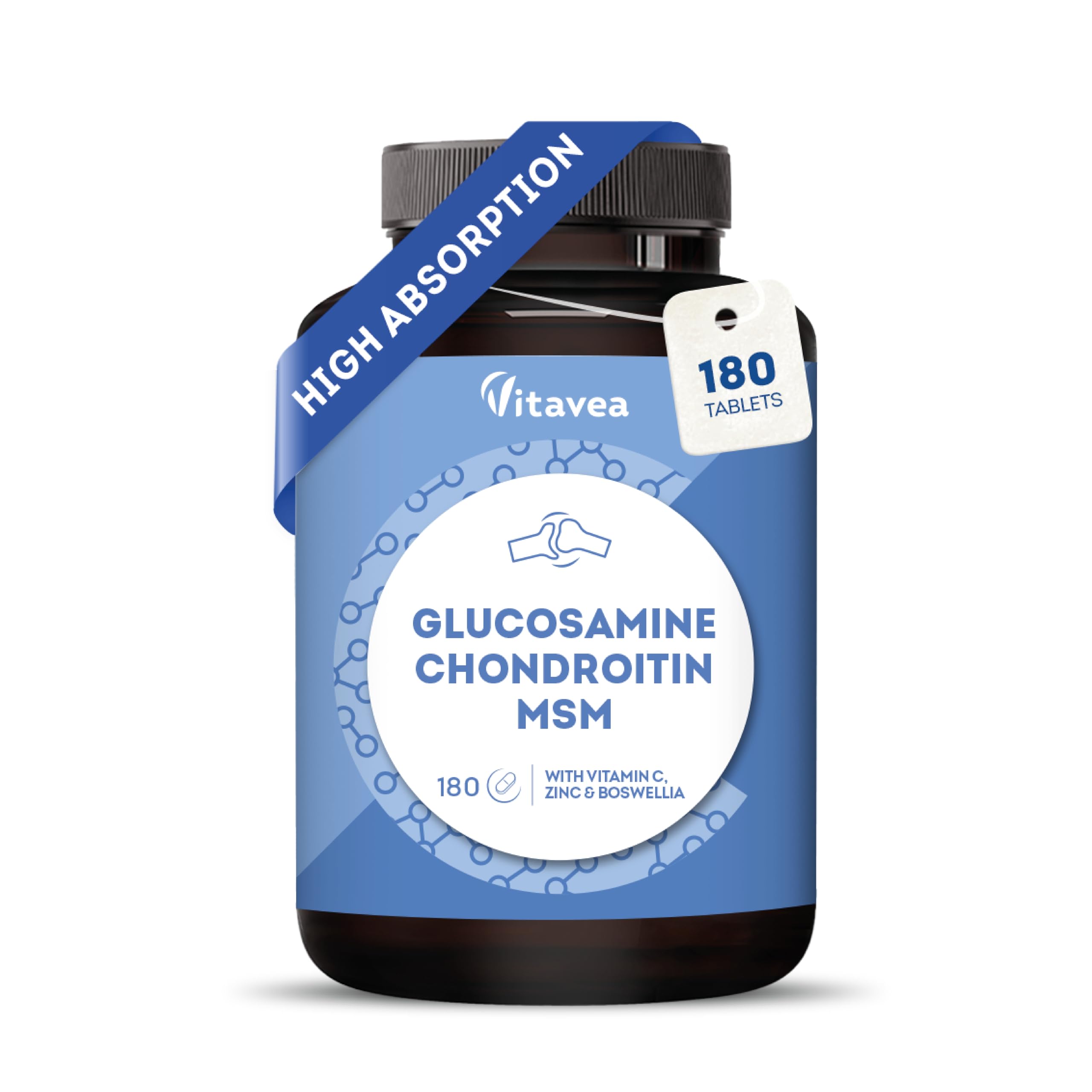 Vitavea Glucosamine Chondroitin & MSM With Vitamin C, Zinc & Boswellia 180 Table