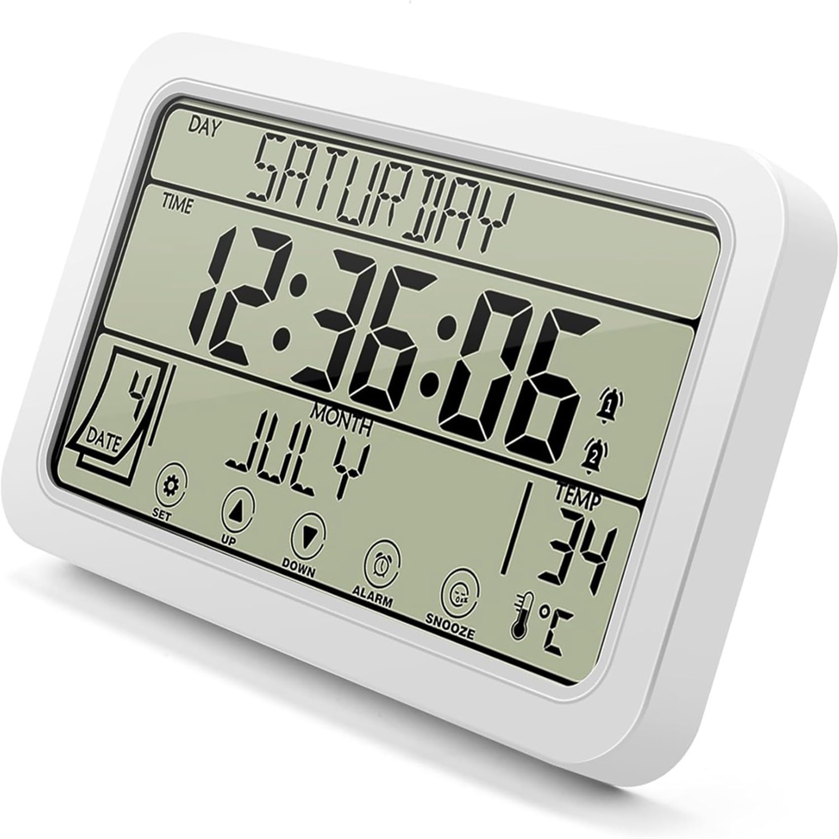 CTRLZS Digital Wall Clock, Digital Clock Battery Operated, 8 Inch Desk Clock with Temperature Humidity Day Date for Home