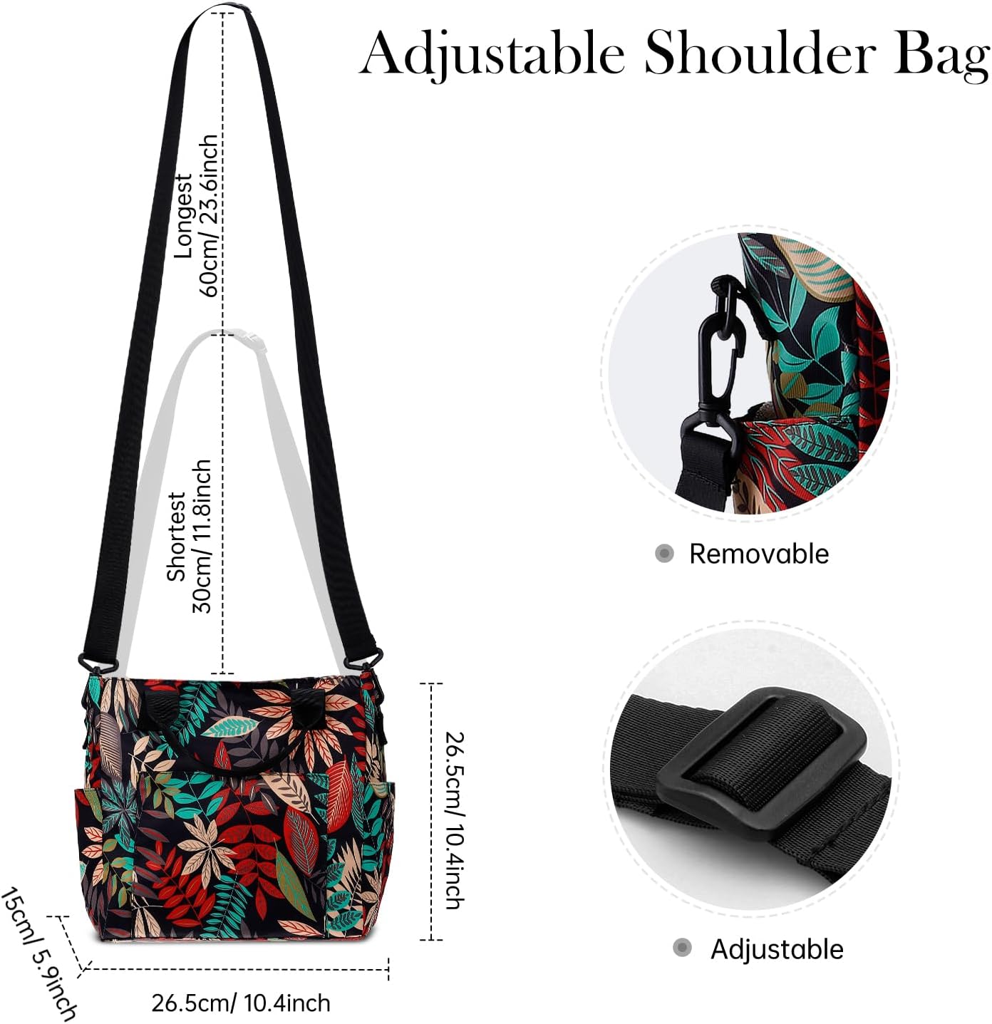 Crossbody Shoulder Bag for Women - Water Resistant Casual Handbag Purse with Multiple Pockets, Adjustable Strap