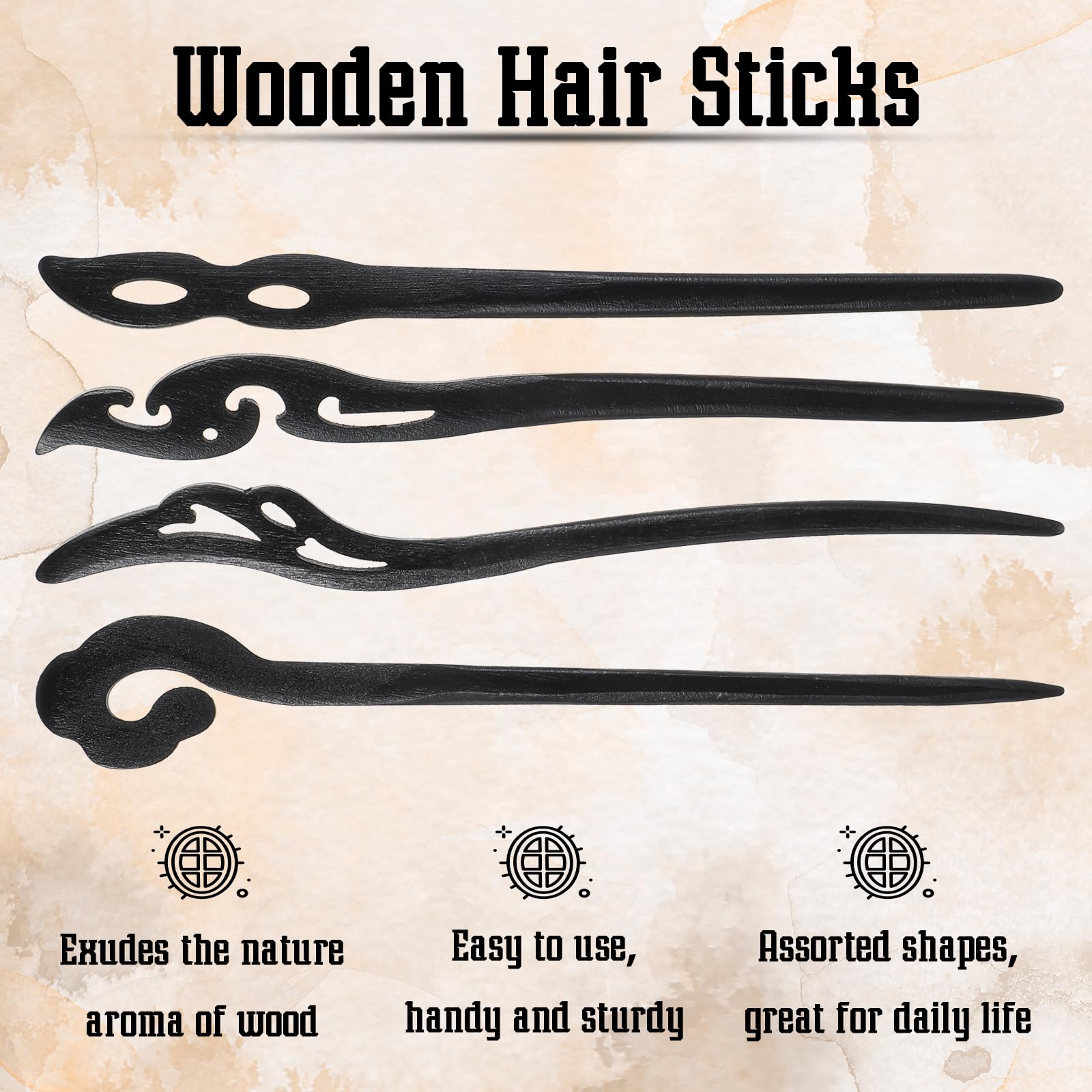 Wooden Hair Sticks 8pcs Vintage Carved Hair Pins for Women Bun Maker Accessory Amazon.com : 8Pcs Wooden Hair Sticks for Women, Vintage  main image 4