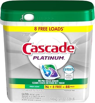 Cascade Platinum ActionPacs Dishwasher Detergent, Fresh Scent 88 ct.