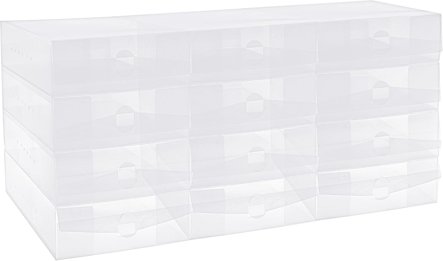 Shihanee 12 Pcs Boot Box Clear Plastic Stackable Shoe Storage Organizer Foldable Heavy Duty Shoe Containers for Closet Small Spaces Dorm Bedroom Apartments (13.4 x 8.3 x 5.1 Inches)