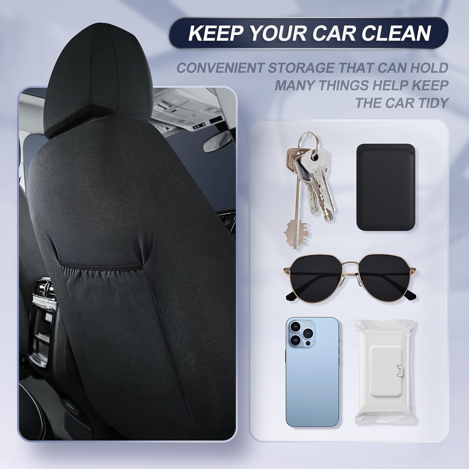 GIANT PANDA Full Set Seat Covers for Jeep Wrangler TJ 1997-2002, Faux Leather Seat Protectors (Full Set, Black)