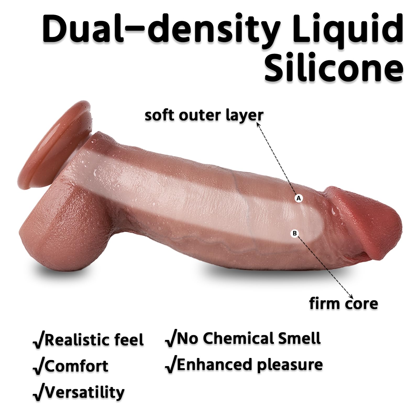 8 Inch Huge Thick Big  Dildo - 2.25" Diameter BBC Dual Density Silicone Dildo, Curved Giant Dildos for Men Women Gay, Large Girthy Dildos with Suction Cup for Anal Vagina, Adult Sex Toys & Games: Flesh