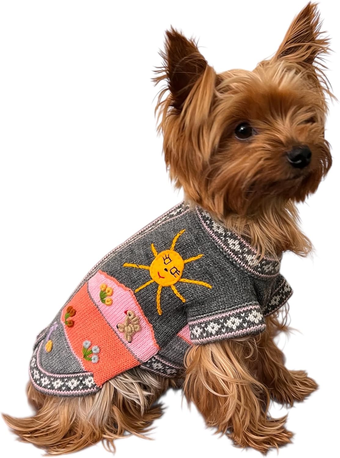 GRAY AND PINK Handmade Peruvian Dog Sweater (2)