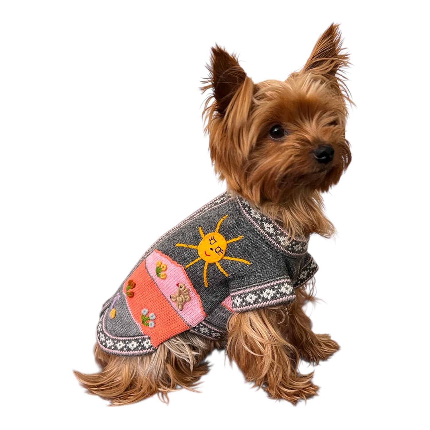 GRAY AND PINK Handmade Peruvian Dog Sweater (6)
