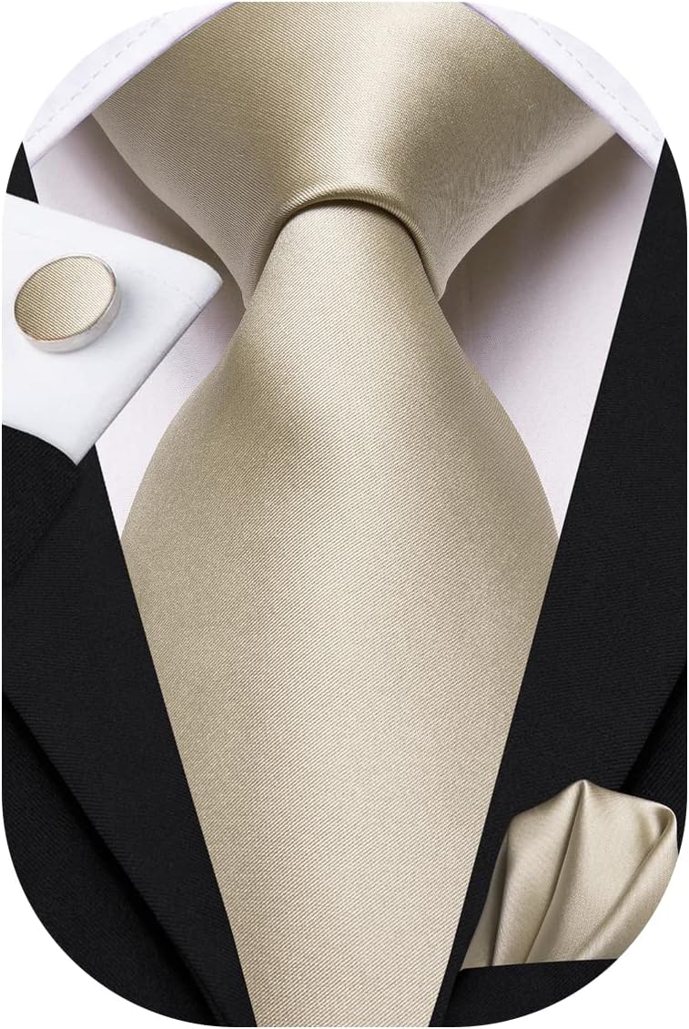 Hi-Tie Silk Ties for Men Plaid Paisley Striped Necktie Pocket Square Cufflinks Set Formal Business