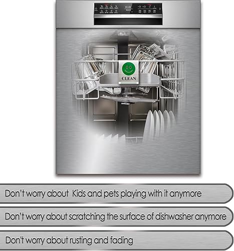 Miniatura 6 de Letrero de limpieza sucia para lavavajillas, sin imán de acero inoxidable, indicador interior reversible para lavavajillas que cuelga dentro del