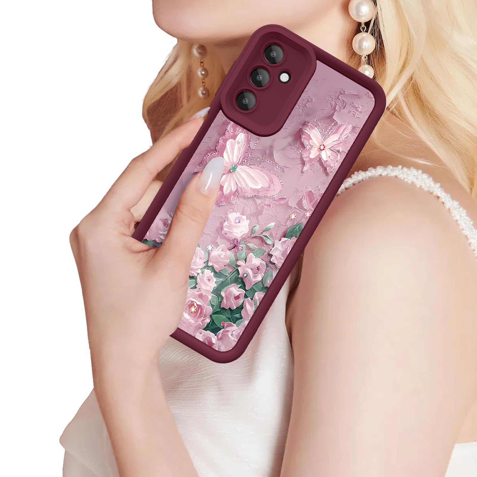Etui do Samsung Galaxy A15 5G, kreatywny wzór motyla, dla dziewcząt i kobiet, miękki silikon, odporne na wstrząsy, odporne na zarysowania, etui do Galaxy A15 (3D, różany motyl)