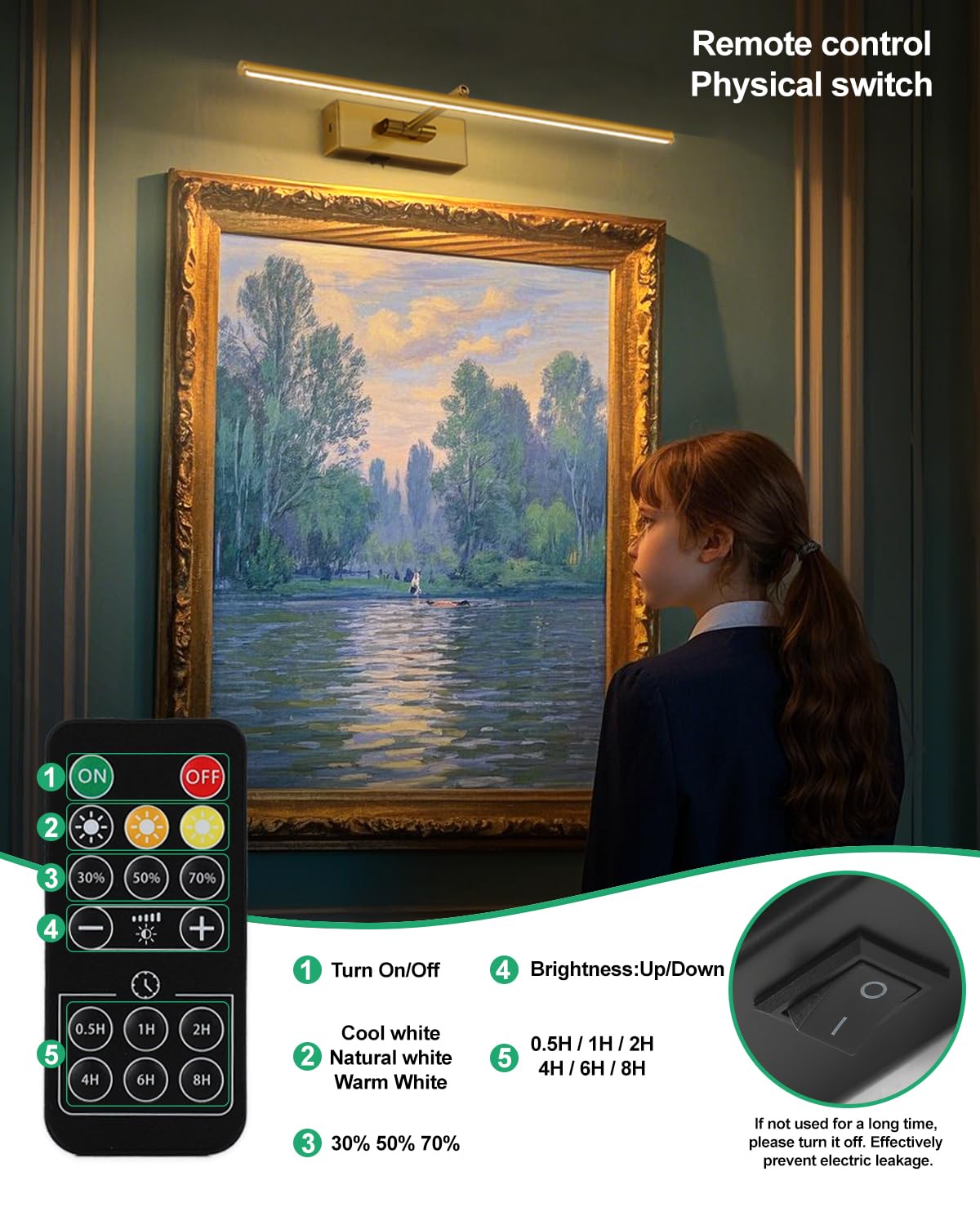 Foto de Kit 2 Luzes De Parede Recarregáveis Ovyiech - Controle Remoto LED Para Quadros