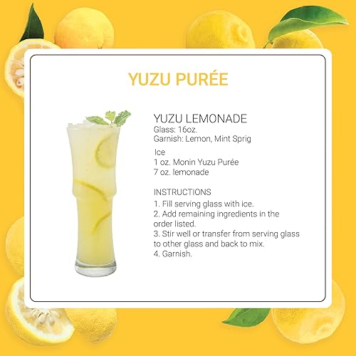 Miniatura 6 de Monin - Puré Yuzu, sabor cítrico dulce y picante, ideal para tés, refrescos, cócteles y más, sabores naturales, sin edulcorantes ni ingredientes