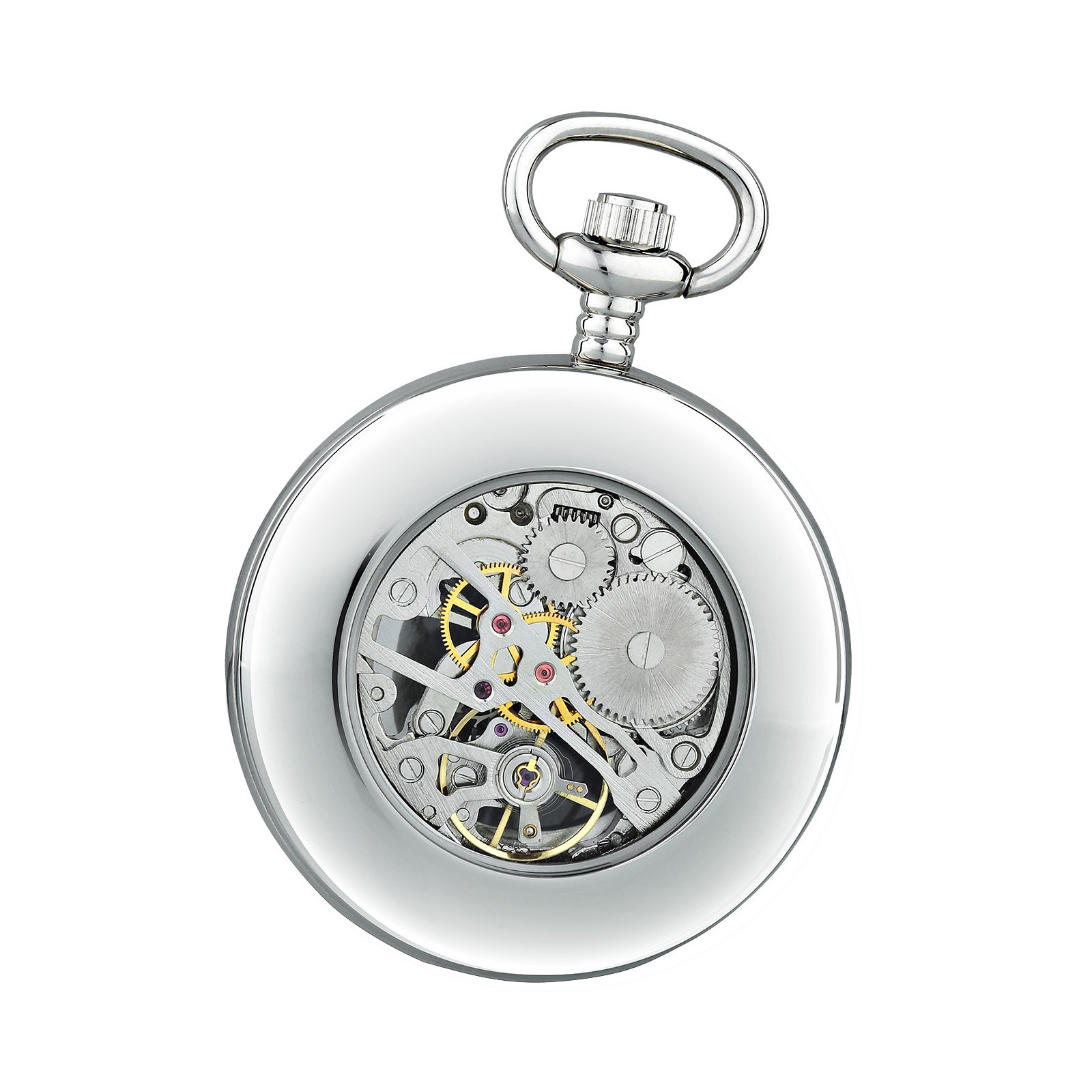 Hermann Jäckle Limburg Skelett Taschenuhr Mineralglas Handaufzug Kette & Reiseetui 41 mm