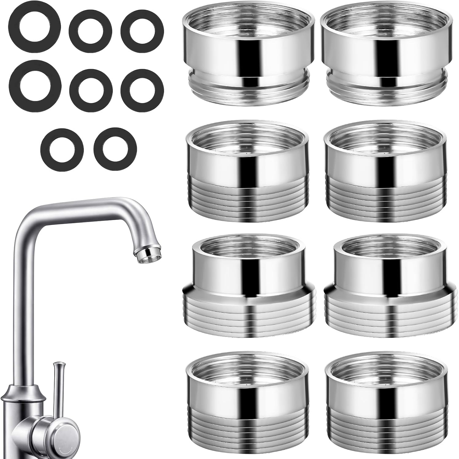 Uonlytech 8Pcs Faucet Adapters Kitchen Sink Aerators to Hose Connectors Water Purifier Compatible with Various Faucet Types Easy Installation
