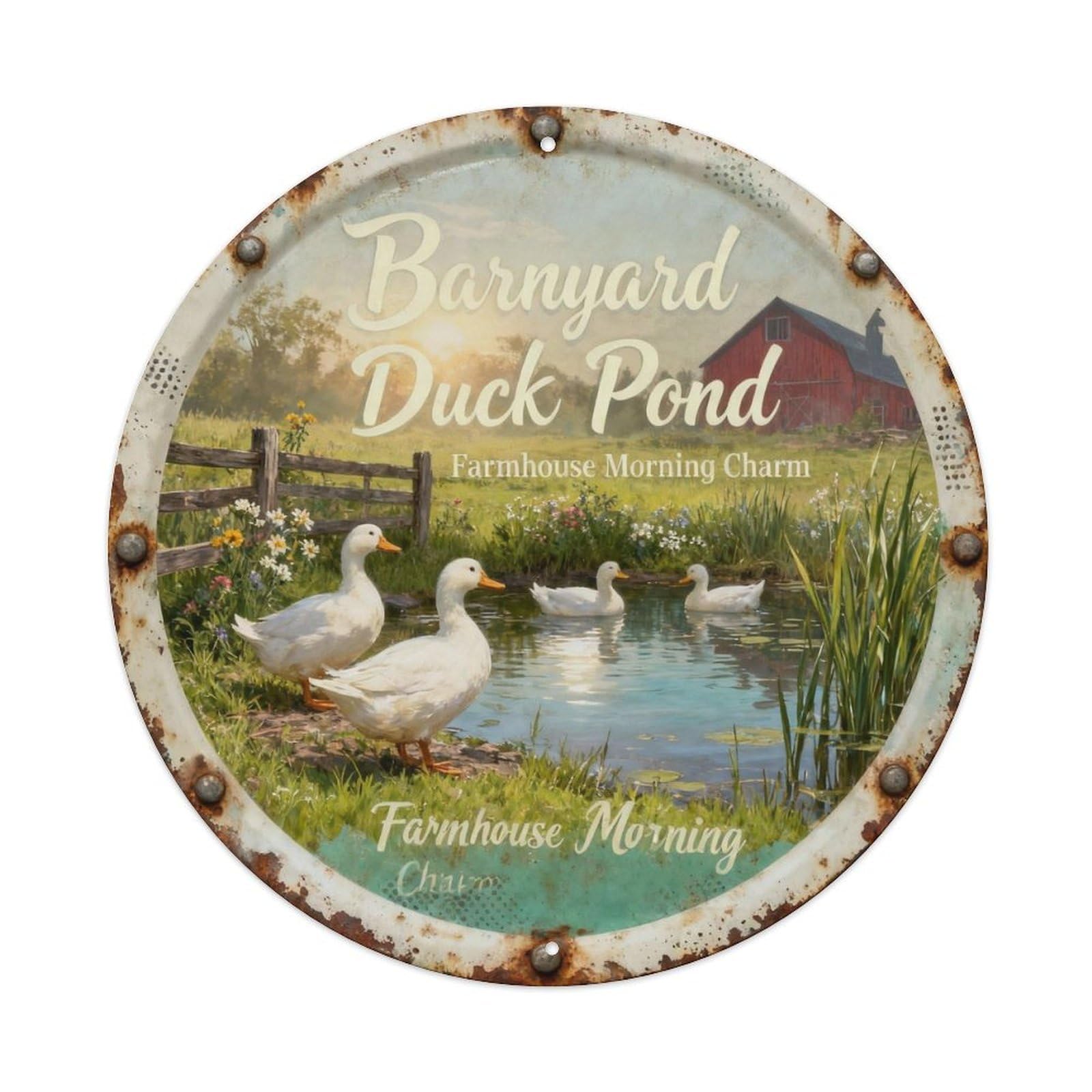 Barnyard Duck Pond Metal Tin Sign Plaque