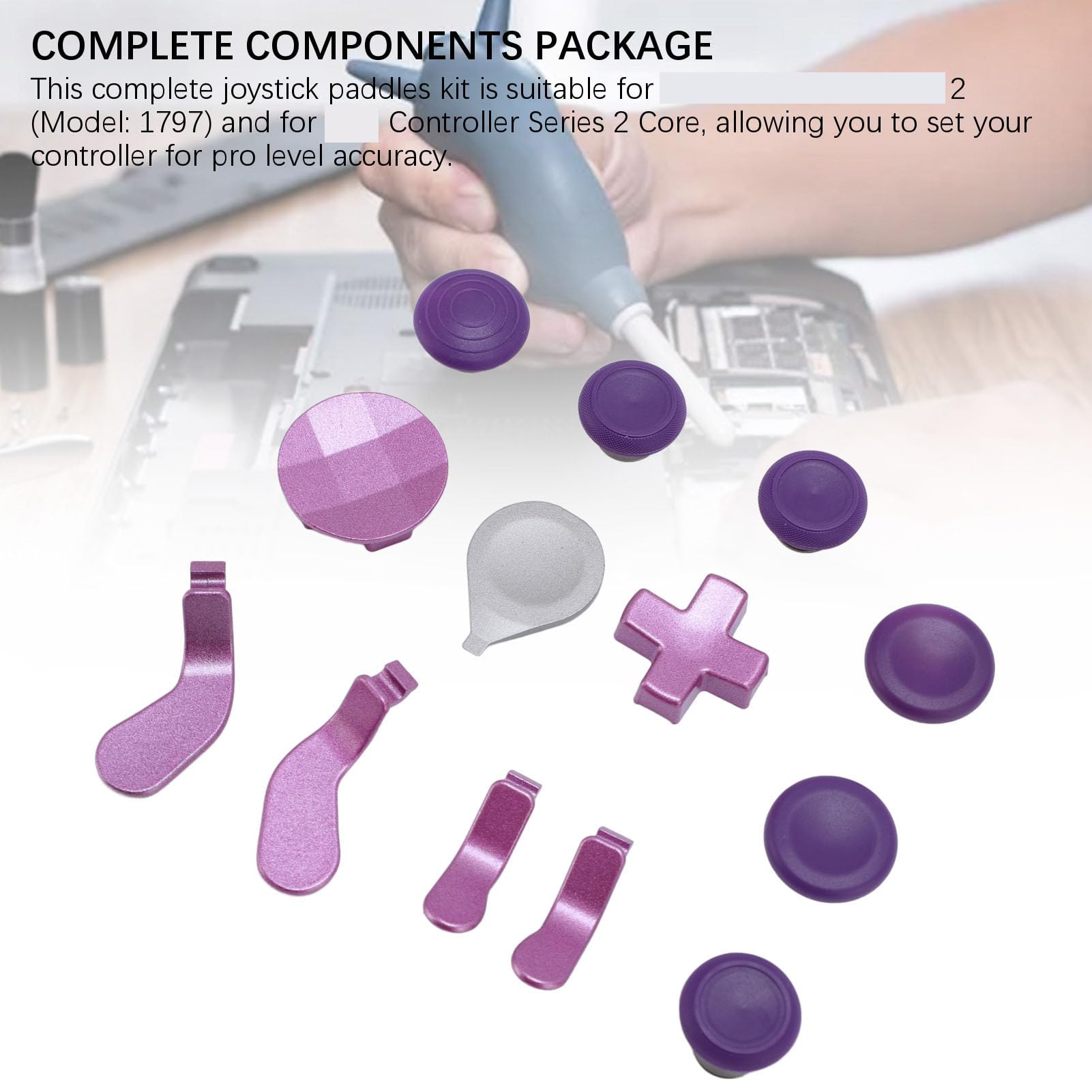 NutriEss Levette per joystick Kit componenti Levette in metallo in acciaio inossidabile D Pad Levette analogiche Strumento di regolazione Viola chiaro Parti di ricambio per controller