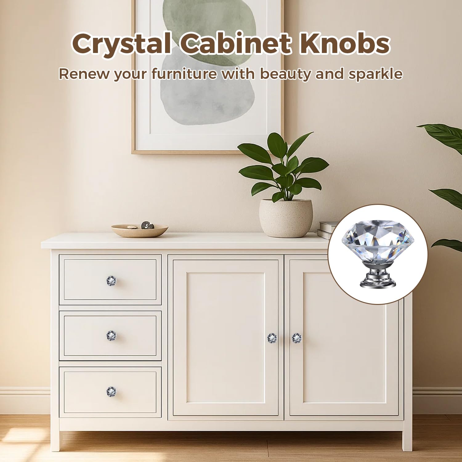 POZEAN 30 Pack Cabinet Knobs, 1.57inch 40mm Crystal Knobs For Dresser Drawer Cabinet With Two Different Sizes Screws Perfect Decor For Your Home Livingroom Kitchen Bathroom Office And More 2122 - View #4