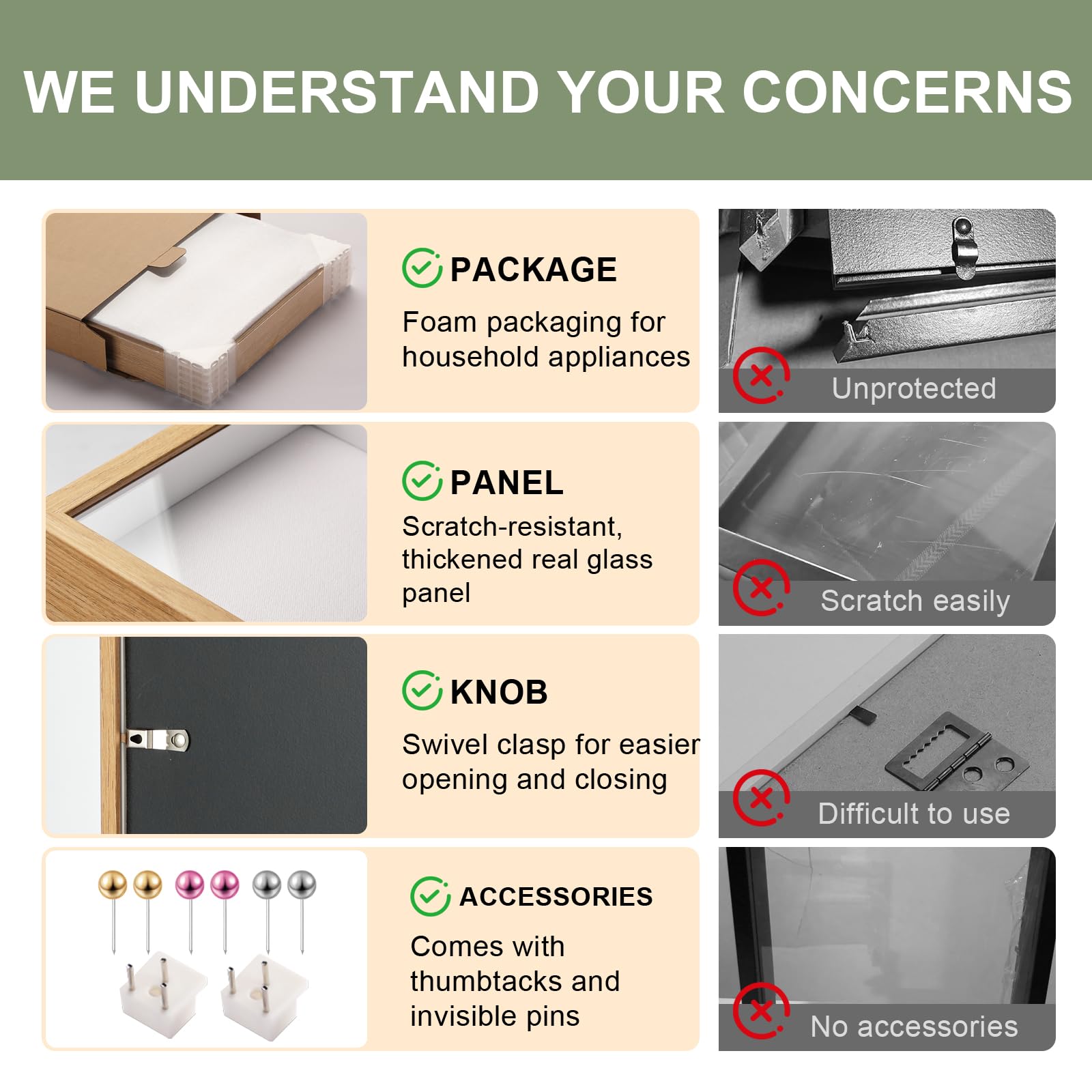 MGLIFEUL 5x5 Mini Shadow Box Frame with Shatterproof Clear Glass & Push Pin, Wood Color, 12.7x12.7cm(5x5in) - Image 4