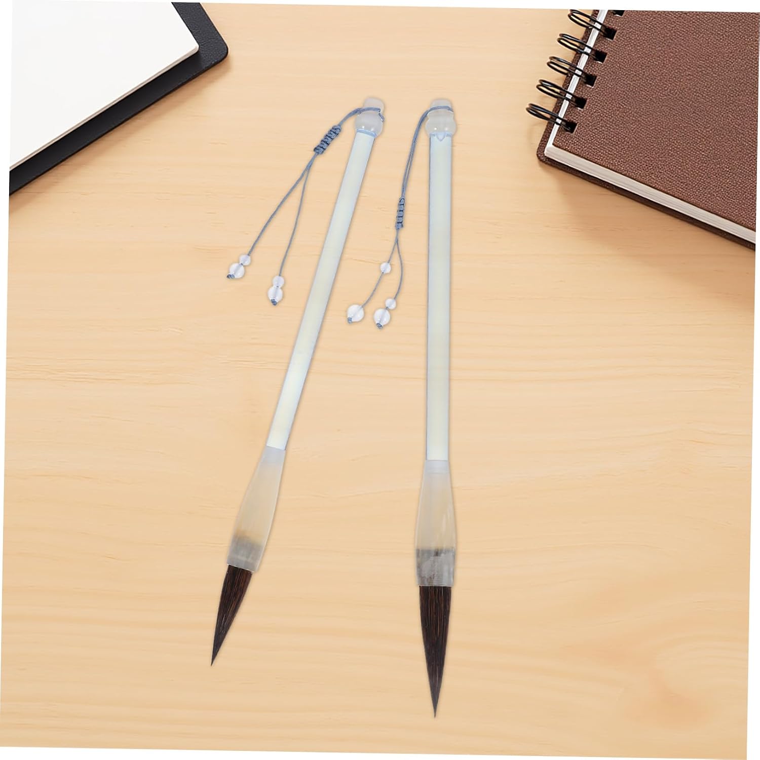 Angoily 2pcs Traditional Calligraphy Brush: Painting Writing Brushes Sumi Hubi Maobi Drawing Watercolor Ink Art Kanji Painting Tool For Beginners