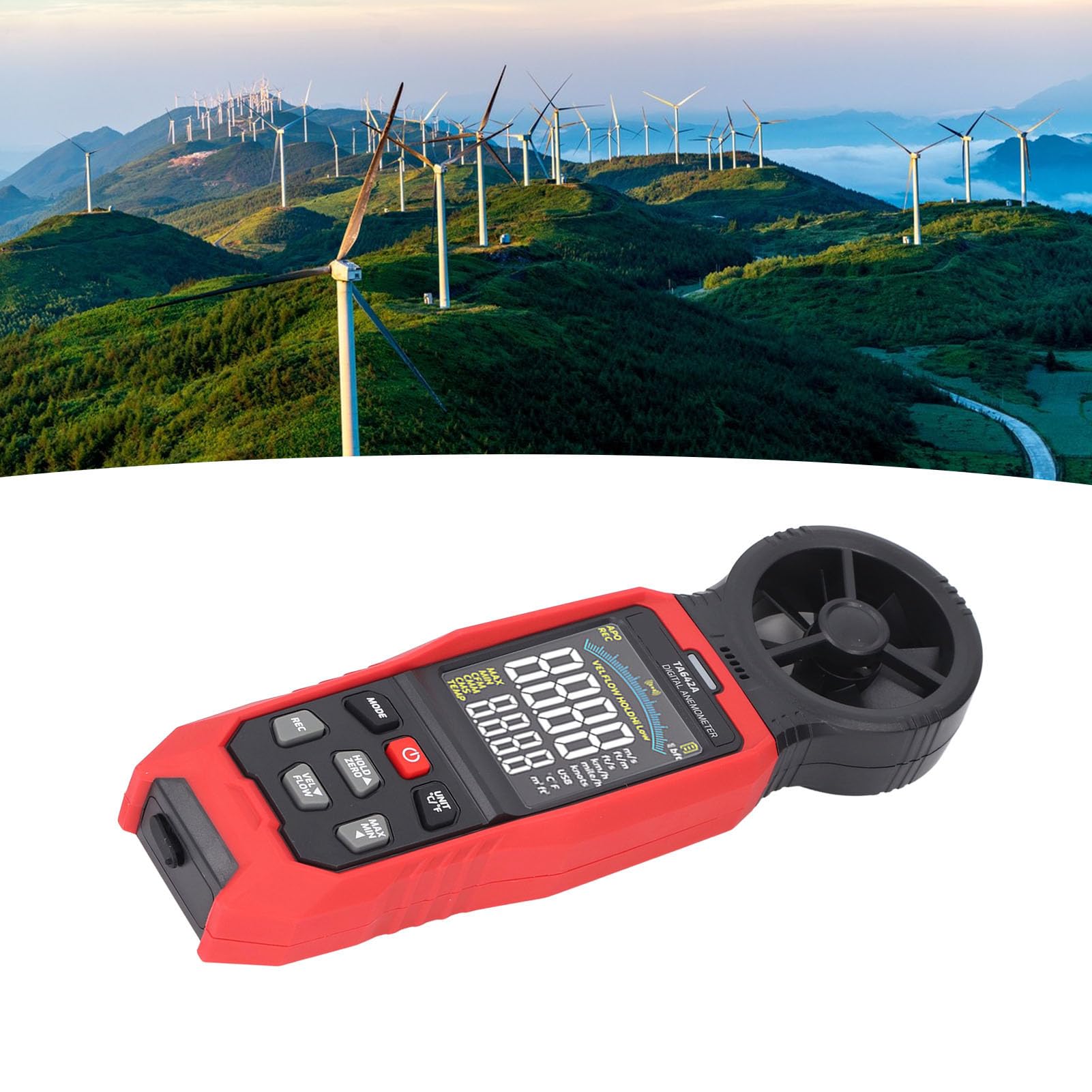 Anemometro Digitale Ad Alta Precisione Messore di velocità del Portatile per Professionisti HVAC