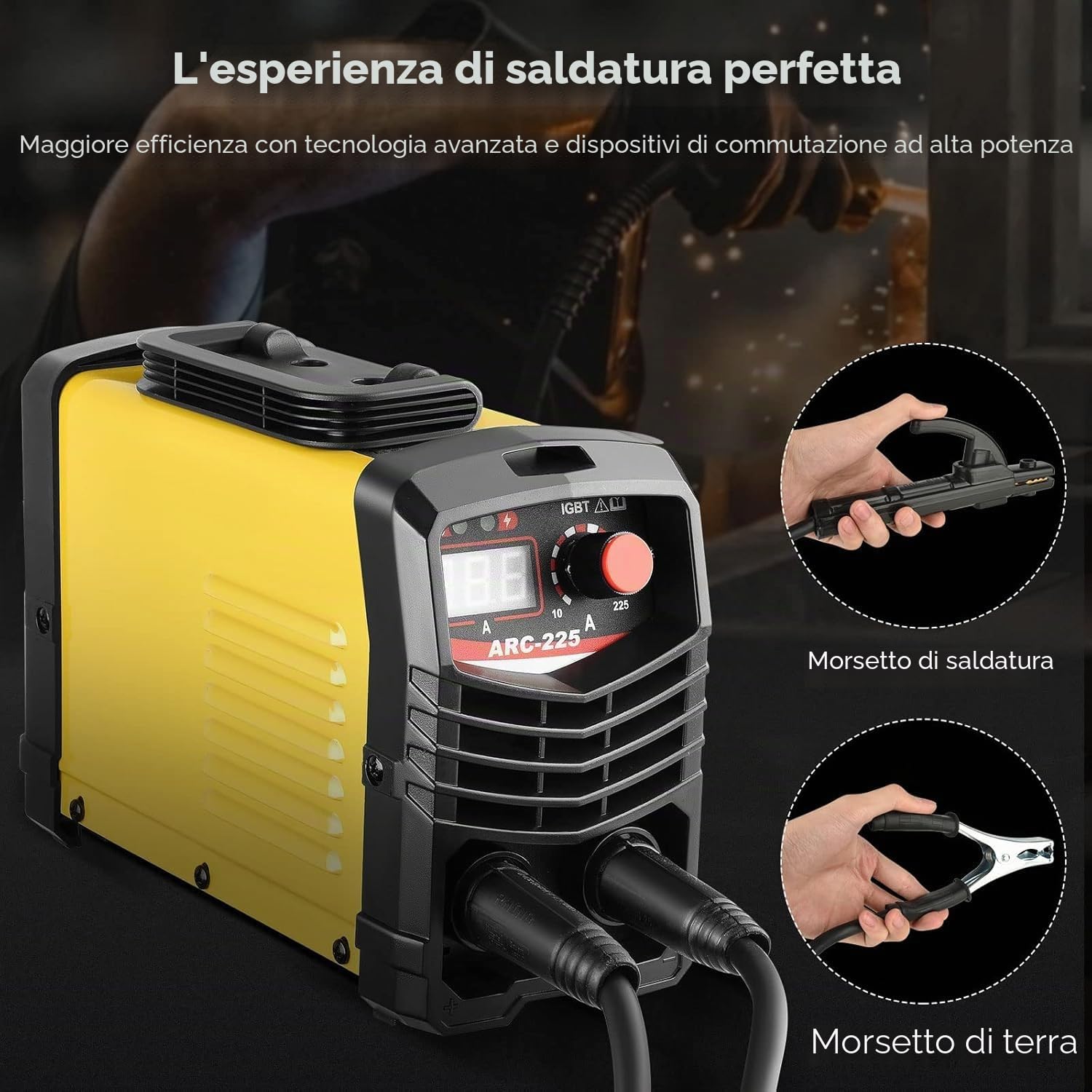 ARC Saldatore Inverter 225 A 220 V stazione di saldatura I IGBT Poste Saldatore Inverter elettrico portatile saldatore con display digitale LCD morsetto di messa a terra