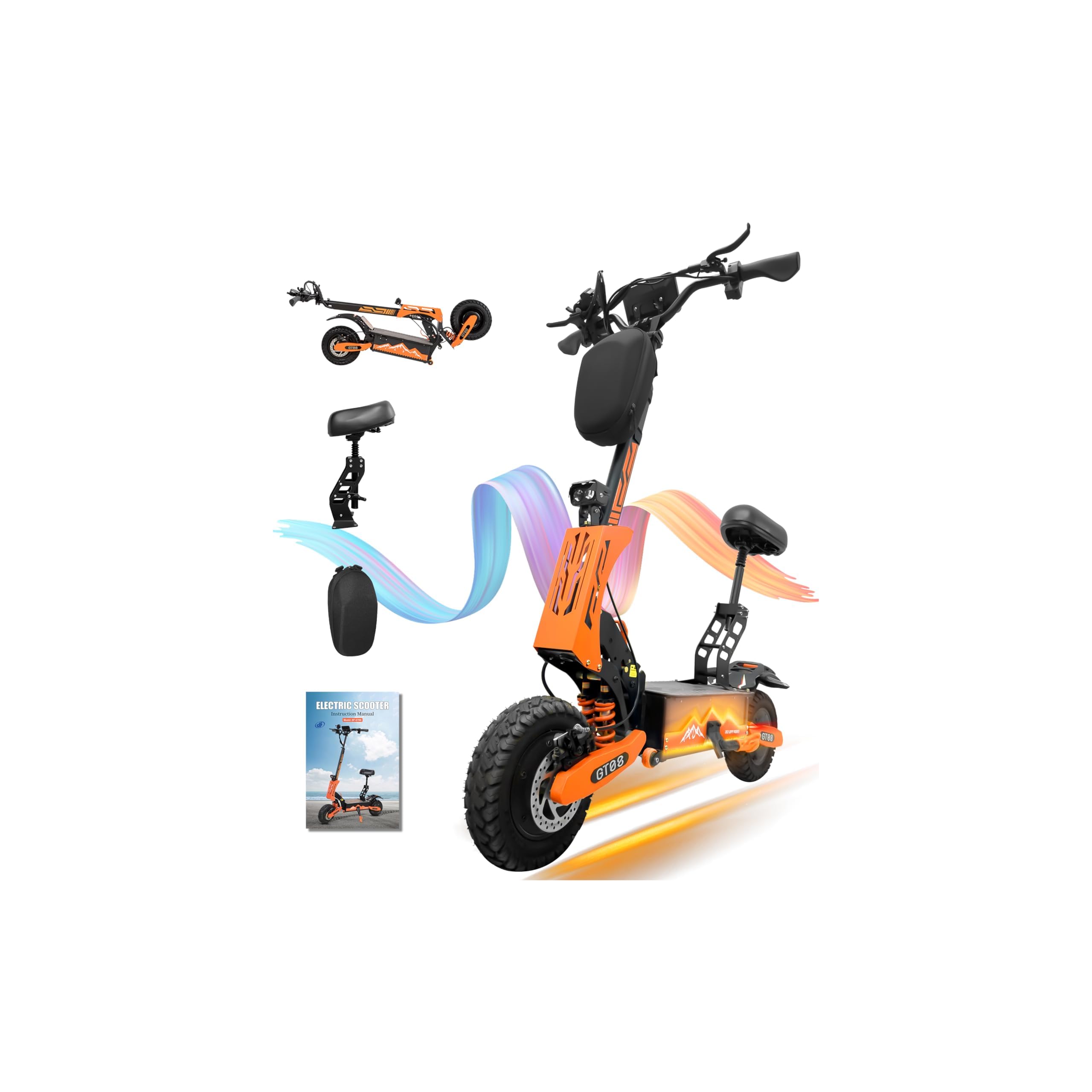 DOF 60V 27AH Electric Scooter for Adults, 5600W Dual Motor Commuter with 50MPH Speed & 40 Miles Range,11" Vacuum Off-Road Tires, Dual Brake System
